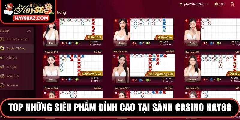 Top những siêu phẩm đỉnh cao tại sảnh Casino HAY88
