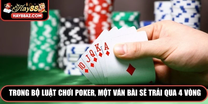  Trong bộ luật chơi poker, một ván bài tiêu chuẩn sẽ trải qua 4 vòng 