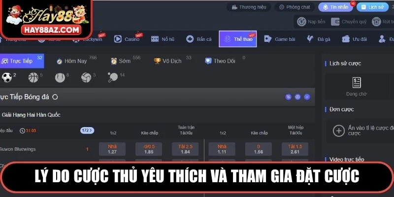 Lý do cược thủ yêu thích và tham gia đặt cược tại Thể Thao HAY88